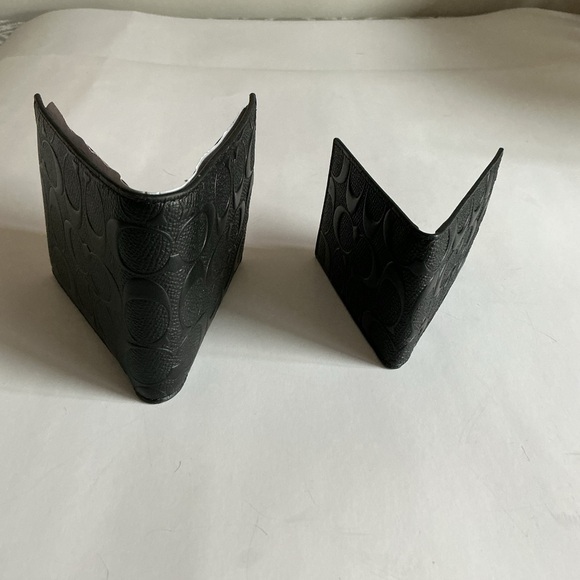 Coach Other - Coach Black Signature Leather Wallet & Card Holder Set